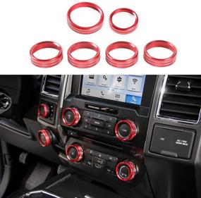 img 4 attached to 🔴 Red Aluminum Keptrim for F150 Air Conditioner Switch, Trailer, 4WD, and VOL Knob Button Trim - 6pcs Set - Compatible with Ford F150 XLT 2016-2019