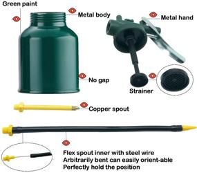 img 1 attached to Hexin Metal Oil Can - Green Pistol Oiler Pump with 2 Spouts (Straight & Flex) - Perfect for Efficient Lubrication Needs