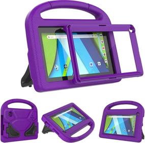 img 4 attached to 📱 AVAWO Kids Case for RCA Voyager 7 Tablet - Shockproof Stand Case with Built-in Screen Protector - Purple - Fits 7-inch RCA Voyager I/II/III/Pro Android Tablet