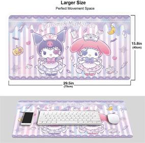 img 3 attached to 🐰 Add Charm to Your Desk: Lovely Kuromi and My Melody Textured Mouse Pad – Non-Slip, 40cm X 75cm, Ideal for Laptops, Computers, and PCs