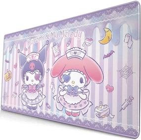 img 4 attached to 🐰 Add Charm to Your Desk: Lovely Kuromi and My Melody Textured Mouse Pad – Non-Slip, 40cm X 75cm, Ideal for Laptops, Computers, and PCs