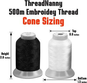 img 1 attached to 🧵 All-in-One ThreadNanny Embroidery Threads Kit 500M (550Y) for Brother, Janome, Singer & More: Ideal for Home Machines (White & Black)