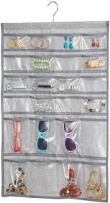 img 2 attached to 🧺 mDesign Gray Hanging Storage Organizer with 48 Pockets - Soft Fabric Over Rod for Child/Baby Room, Nursery, Playroom - Metal Hooks Included - Textured Print