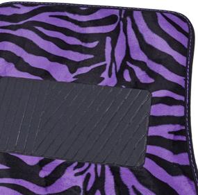 img 2 attached to Enhance Your Car's Interior with BDK Universal Fit 4-Piece Animal Print Velvet Carpet Floor Mat - Purple Zebra