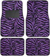 enhance your car's interior with bdk universal fit 4-piece animal print velvet carpet floor mat - purple zebra logo