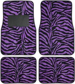 img 4 attached to Enhance Your Car's Interior with BDK Universal Fit 4-Piece Animal Print Velvet Carpet Floor Mat - Purple Zebra