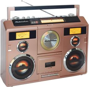 img 1 attached to Sound Station Portable Stereo Boombox With Bluetooth/CD/AM-FM Radio/Cassette Recorder (Rose Gold)