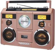 sound station portable stereo boombox with bluetooth/cd/am-fm radio/cassette recorder (rose gold) logo