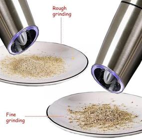 img 1 attached to 🧂 Gravity Salt and Pepper Grinder Set - Pack of 2 Electric Pepper Mill Shakers with Induction Tilting, Automatic Start, Blue LED Light, Adjustable Coarseness - One Hand Operation Switch, Spices Shaker