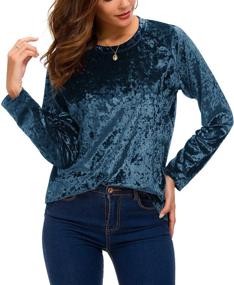 img 2 attached to 👕 Vintage Velvet T-Shirt for Women - Casual Long Sleeve Top