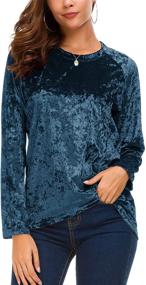 img 3 attached to 👕 Vintage Velvet T-Shirt for Women - Casual Long Sleeve Top