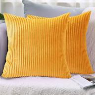 lhkis throw pillow covers 18x18 set of 2: stylish corduroy farmhouse cushion covers for couch, sofa, bedroom, car - yellow delight! логотип