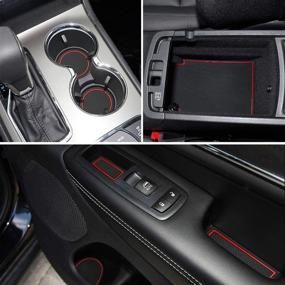 img 4 attached to 🚗 Автомобильные подстаканники Auovo Custom Fit для Grand Cherokee 2014-2021: Антипыльные коврики в комплекте из 18 штук со вставками красного цвета - Аксессуары для интерьера для защиты и стиля