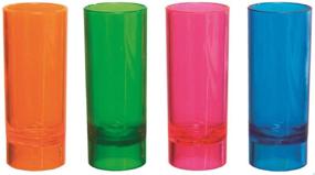 img 4 attached to 🥳 Pack of 10 Assorted Neon Hard Plastic 2-Ounce Shot/Shooter Glasses - Essential for Parties