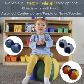 img 1 attached to 🪑 FDP SoftScape 10 inch Puffs Bean Seating Set for Toddlers and Kids, Colorful and Lightweight - 2-Pack, Ideal for Daycare, Preschool, and Home Use - Contemporary Design in Purple