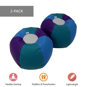 img 3 attached to 🪑 FDP SoftScape 10 inch Puffs Bean Seating Set for Toddlers and Kids, Colorful and Lightweight - 2-Pack, Ideal for Daycare, Preschool, and Home Use - Contemporary Design in Purple