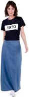 👖 matilda denim maxi skirt - stylish palewash long jean skirt with stretch (us 10-20) logo