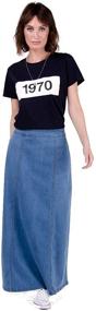 img 4 attached to 👖 Matilda Denim Maxi Skirt - Stylish Palewash Long Jean Skirt with Stretch (US 10-20)