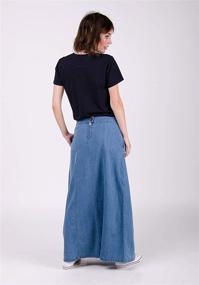 img 2 attached to 👖 Matilda Denim Maxi Skirt - Stylish Palewash Long Jean Skirt with Stretch (US 10-20)
