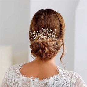 img 1 attached to 🌸 Unicra Wedding Hair Comb: Leaf Decorative Bridal Accessory with Pure Bead for Brides & Bridesmaids - Enhanced SEO