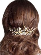 🌸 unicra wedding hair comb: leaf decorative bridal accessory with pure bead for brides & bridesmaids - enhanced seo logo