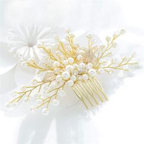 img 3 attached to 🌸 Unicra Wedding Hair Comb: Leaf Decorative Bridal Accessory with Pure Bead for Brides & Bridesmaids - Enhanced SEO