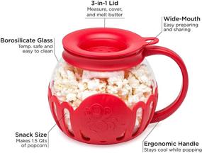 img 2 attached to Ecolution Original Microwave Micro-Pop Popcorn Popper, 1.5 Quart Snack Size, Borosilicate Glass, Silicone Lid, Red, Dishwasher Safe, BPA Free