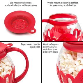 img 1 attached to Ecolution Original Microwave Micro-Pop Popcorn Popper, 1.5 Quart Snack Size, Borosilicate Glass, Silicone Lid, Red, Dishwasher Safe, BPA Free