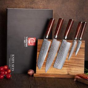 img 1 attached to 🔪 Professional 5 Piece Kitchen Knife Set – Yarenh Chef Knife Set with Japanese High Carbon Damascus Steel Blade – Pakka Wood Handle – Gift Box Packaging – Sharp Vegetable Knives Sets HYZ-Series