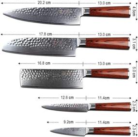 img 2 attached to 🔪 Professional 5 Piece Kitchen Knife Set – Yarenh Chef Knife Set with Japanese High Carbon Damascus Steel Blade – Pakka Wood Handle – Gift Box Packaging – Sharp Vegetable Knives Sets HYZ-Series