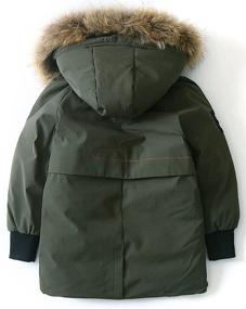 img 3 attached to Winter Warm Water Resistant Boys' Fur Hooded Down Coats - Fashionable Puffer Coat with Letter Style