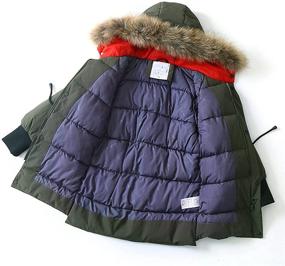 img 2 attached to Winter Warm Water Resistant Boys' Fur Hooded Down Coats - Fashionable Puffer Coat with Letter Style