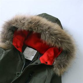 img 1 attached to Winter Warm Water Resistant Boys' Fur Hooded Down Coats - Fashionable Puffer Coat with Letter Style