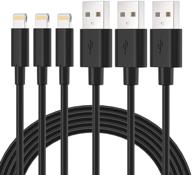 mfi certified iphone cable - novtech 3pack 3ft lightning cable - fast charger for iphone 13 12 11 pro xr xs max x 8plus 7plus 6s 6plus 5s 5c 5 se ipod ipad air pro - black logo