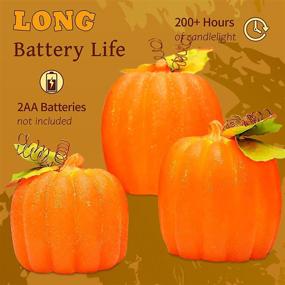 img 2 attached to SILVERSTRO Halloween Decorations Flameless Candles with Remote - Pumpkin Carving Real Wax LED Candles, Battery Operated Set of 3 for Thanksgiving Halloween Decor