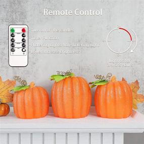 img 3 attached to SILVERSTRO Halloween Decorations Flameless Candles with Remote - Pumpkin Carving Real Wax LED Candles, Battery Operated Set of 3 for Thanksgiving Halloween Decor