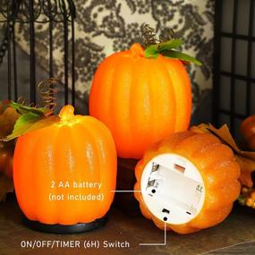 img 1 attached to SILVERSTRO Halloween Decorations Flameless Candles with Remote - Pumpkin Carving Real Wax LED Candles, Battery Operated Set of 3 for Thanksgiving Halloween Decor