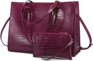 👜 lovevook crocodile pattern laptop bag for women - water resistant work briefcase with large capacity, classic stylish office tote bag shoulder bag, 15.6-inch, dark wine red logo