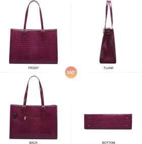 img 1 attached to 👜 LOVEVOOK Crocodile Pattern Laptop Bag for Women - Water Resistant Work Briefcase with Large Capacity, Classic Stylish Office Tote Bag Shoulder Bag, 15.6-inch, Dark Wine Red