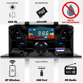 img 3 attached to 🏍️ Highly Durable Gen.3 Motorcycle Bluetooth Speakers for 7/8-1.25 in. Handlebar Mount, Weatherproof Design, MP3 Music Player with Powerful Audio, ATV UTV Applications incl. AUX, USB, Micro SD, FM Radio, 2-Speaker System