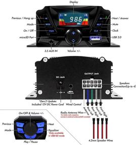 img 2 attached to 🏍️ Highly Durable Gen.3 Motorcycle Bluetooth Speakers for 7/8-1.25 in. Handlebar Mount, Weatherproof Design, MP3 Music Player with Powerful Audio, ATV UTV Applications incl. AUX, USB, Micro SD, FM Radio, 2-Speaker System