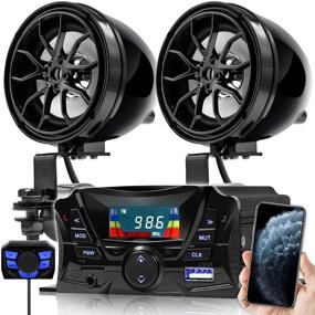 img 4 attached to 🏍️ Highly Durable Gen.3 Motorcycle Bluetooth Speakers for 7/8-1.25 in. Handlebar Mount, Weatherproof Design, MP3 Music Player with Powerful Audio, ATV UTV Applications incl. AUX, USB, Micro SD, FM Radio, 2-Speaker System