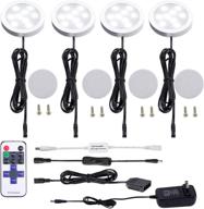 💡 aiboo led under cabinet lighting kit - 4 packs of 12v puck lights - rf dimmable wireless rf remote control - kitchen counter accent lighting in daylight white логотип