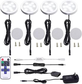 img 4 attached to 💡 AIBOO LED Under Cabinet Lighting Kit - 4 Packs of 12V Puck Lights - RF Dimmable Wireless RF Remote Control - Kitchen Counter Accent Lighting in Daylight White