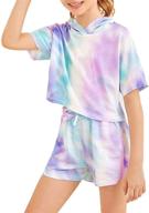 trendy tie dye girls lounge set: jogger suits, sweatsuits, and more! logo