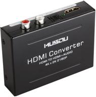 🔌 musou hdmi audio extractor v1.4: splitter & converter for 4k hdmi to hdmi+optical toslink+rca stereo analog outputs - black logo