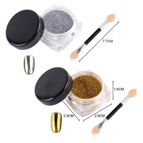 img 3 attached to 💅 2 Pieces of Hisight Nail Powder for Nail Art - Mirror Glitter Chrome Pigment Powder, Dust, Sequins - Gold & Silver Colors - Nail Art Tools with Sponge Stick ×2 (Silver & Gold)