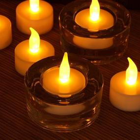 img 2 attached to 🕯️ Pack of 12 Flameless LED Tea Light Candles – Warm Yellow Flickering Bright Electric Battery-Powered Tealights for Votive, Wedding, Birthday - Novelty Place