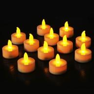 🕯️ pack of 12 flameless led tea light candles – warm yellow flickering bright electric battery-powered tealights for votive, wedding, birthday - novelty place logo