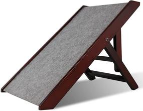 img 4 attached to 🐾 ASmileIndeep Wood Pet Ramp: Adjustable, Foldable, Wide Dog Ramp for Couch, Bed, Car – The Perfect Solution for Easy Access!